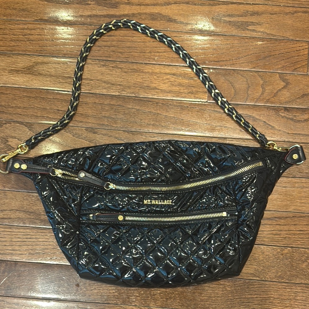 MZ Wallace Black Quilted Crossbody Bag with Chain Strap